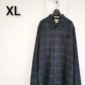 구제 의류 엘엘빈 플란넬 셔츠 BD셔츠 체크 무늬 XL 그린