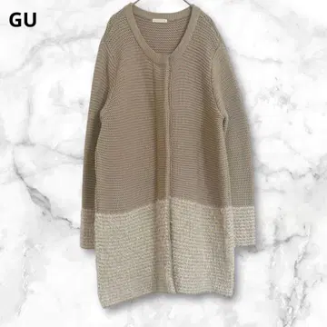 GU 베이지 긴팔 니트 가디건 롱 기장 XL 루즈핏 아크릴 혼방