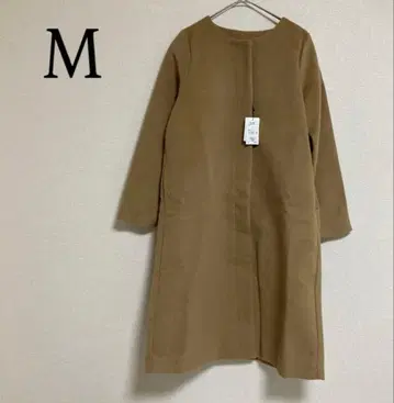 노카라 롱 코트 M 카멜 베이지 아우터 펄 머플러