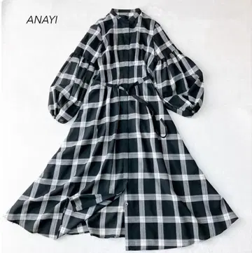 새상품급 ANAYI 울 보일 퍼프 슬리브 플레어 원피스 최근 모델