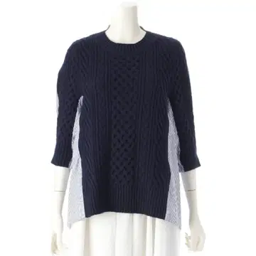 사카이 Sacai 케이블 니트 스트라이프 스웨터 네이비 1 [중고]