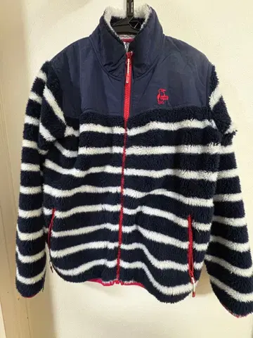 CHUMS 플리스 자켓 L 네이비 x 화이트