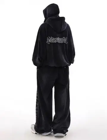 블랙 플리스 후드티