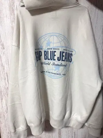 GAP 빈티지 소프트 블루진 로고 집업 후드티 XL
