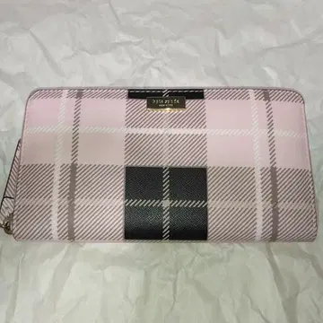 케이트 스페이드 핑크 체크 무늬 장지갑