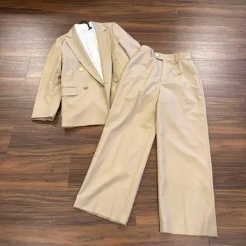 베이지 더블 버튼 자켓 와이드 팬츠 셋업 그린라벨