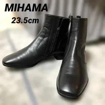 컨디션 최상 MIHAMA 미하마 롱 부츠 사이드 지퍼 가죽 블랙 23.5