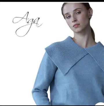 aga 큰 옷깃 니트 스웨터 긴팔