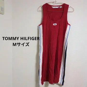타미힐피거 슬리브리스 티셔츠 원피스 레드 캐주얼