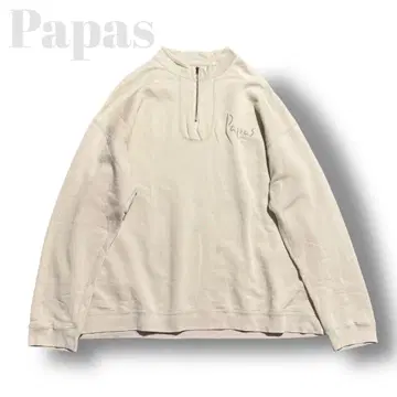 Papas 파파스 빅 로고 맨투맨 풀오버 하프 지퍼 90s