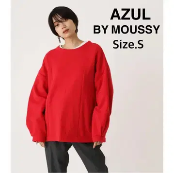 AZUL BY MOUSSY 패널 맨투맨 튜닉 트레이닝복 레드 S