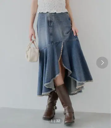 Chico 플레어 데님 스커트 MEDIUM