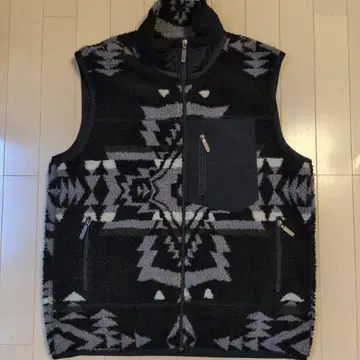 PENDLETON 플리스 베스트 올 패턴 블랙 L