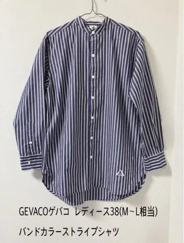 GEVACO 밴드 카라 스트라이프 셔츠 38(M~L 상당)