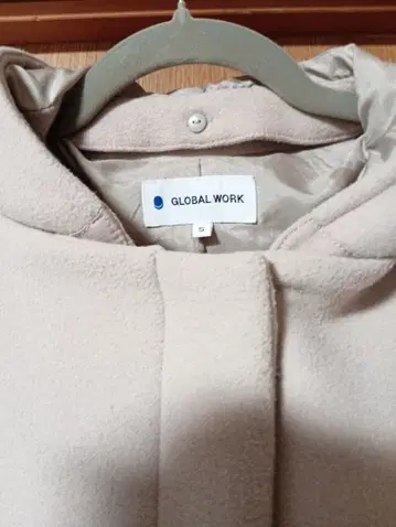 GLOBAL WORK 후드 부착 더플 코트 S 핑크 베이지