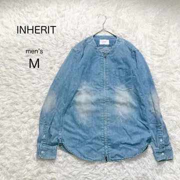 [ 인헤릿 ] 노카라 데님 셔츠 지퍼 자켓 [ M ] 캐주얼