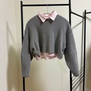 NATURAL BEAUTY BASIC 크롭 니트 & 셔츠 세트