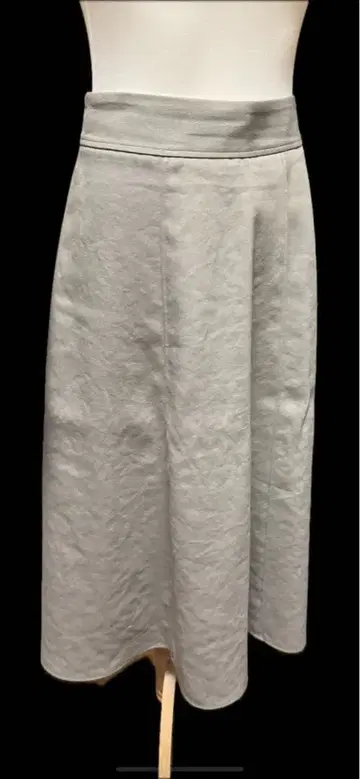 그레이 플레어 스커트 개더 허리