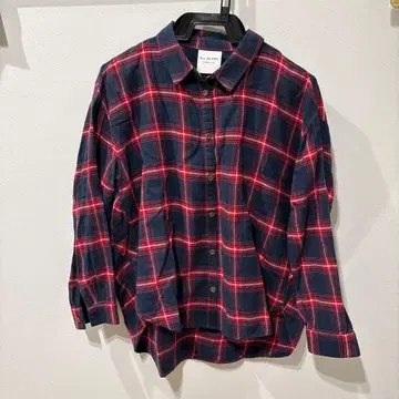 Ray BEAMS 네이비/레드 체크 긴팔 셔츠