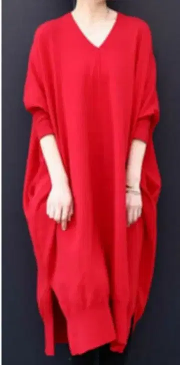 안티카 V넥 빅 니트 롱 원피스 빅 사이즈