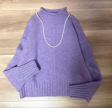 미사용 새상품 맥피 라무 캐시미어 빌드넥 니트 22AW 라벤더 S