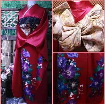 미사용 새상품 루미에르 사인 포함 후리소데 후쿠로 오비 2점 세트