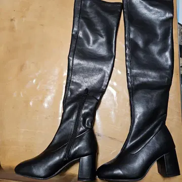 블랙 롱 부츠 사이드 지퍼