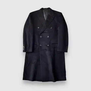 빈티지 캐시미어 100% 더블 브레스트 체스터 코트 블랙 구제 의류