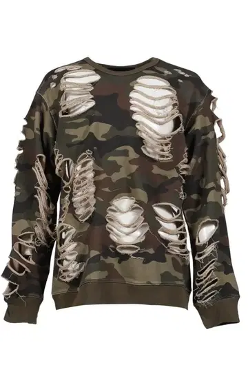 junnakayama 데미지 맨투맨 카모플라쥬 카모플라주 패턴