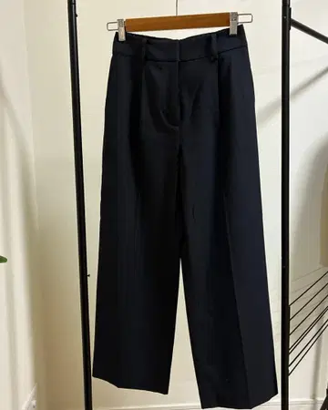 PLST 네이비 와이드 팬츠(린넨 블렌드)