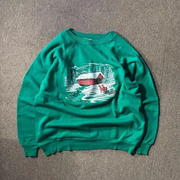 90s USA Pannill 파니르 래글런 맨투맨 크리스마스