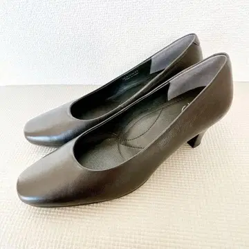 새상품급 ing 가죽 펌프스 블랙 23cm EE 일본제 천연 가죽