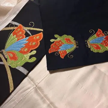 기모노 오비 나비 자수 블랙 베이스 리메이크에도