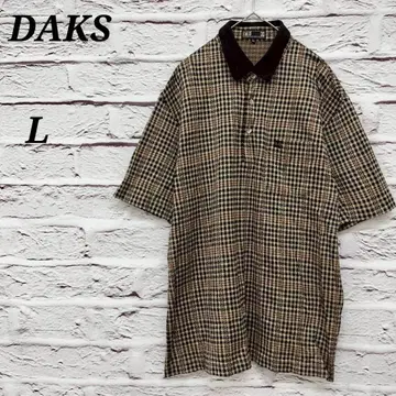 닥스 [ L ] 반팔 피케 셔츠 체크 코튼 로고 자수 브라운