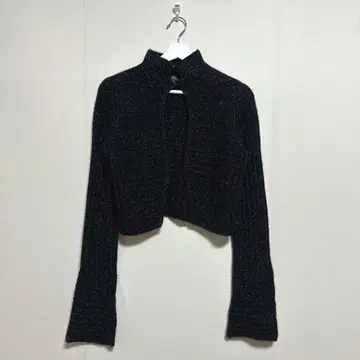 [ kulson ] 칼슨 (S) 블랙 라메 니트 가디건 볼레로 캐시미어