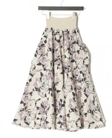 플라워 프린트 플레어 스커트