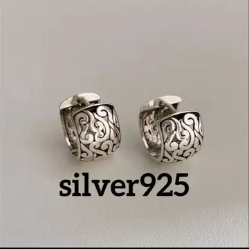 실버 장식 후프 귀걸이