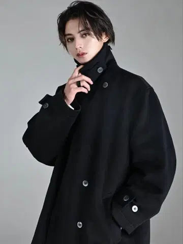 ADRER 아들러 비버 멜톤 오버 P코트 블랙 S