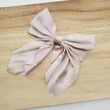 헤어 클립 리본 아이보리 심플 머리 장식 머리핀 한국 작음