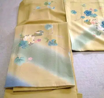 [새상품급] 호몬기 교유젠 표주박 화문양 흐림 염색 금채