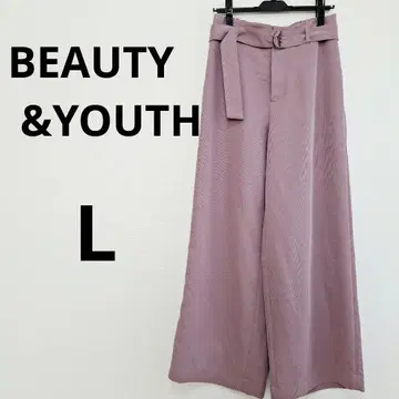 BEAUTY&YOUTH 와이드 팬츠 L 라벤더 벨트 포함