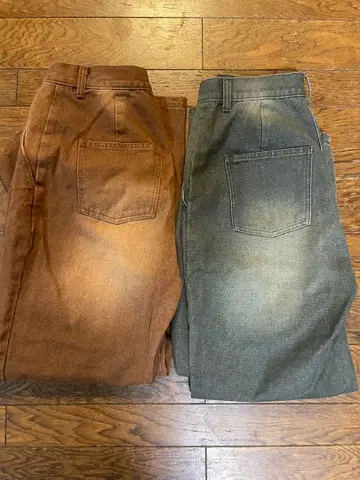 브라운 카키 와이드 데님 팬츠 2세트