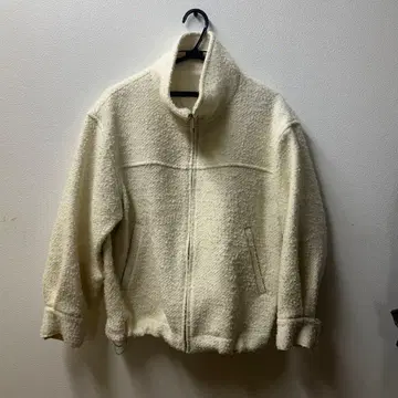 아이보리 보아 집업 자켓