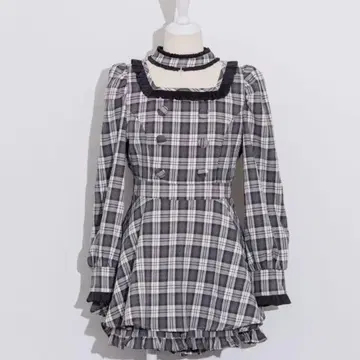 pium 크로스 초커 도리 셋업 아이보리 체크