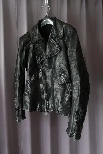 레어 디자인 backlash 가죽 더블 라이더 자켓