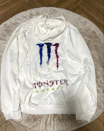 몬스터 로고 후드티 화이트 후디 후드