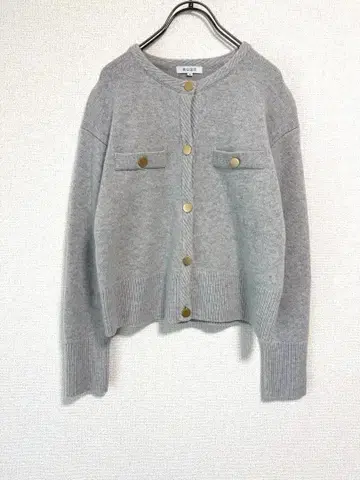 새상품급 PLST 엑스트라 파인 울 크루넥 가디건 M 그레이