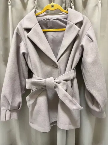 허리 리본 포함 연보라색 자켓