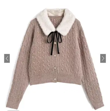 GRL 퍼 티펫 포함 케이블 짜임 니트 가디건[cc130]