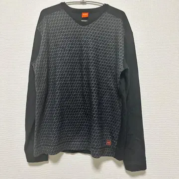 [레어] HUGO BOSS V넥 니트 하운드투스 체크 패턴 메리노울